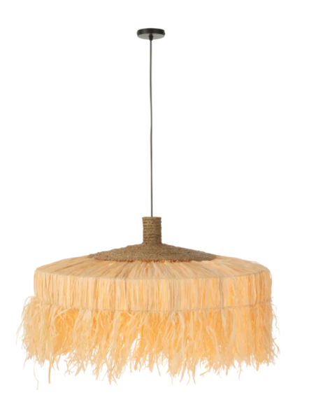 J-Line - Lampada a Sospensione Rotonda - Raffia Naturale