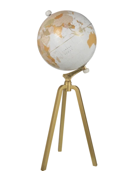 J-Line - Globe + Stand - White / Gold