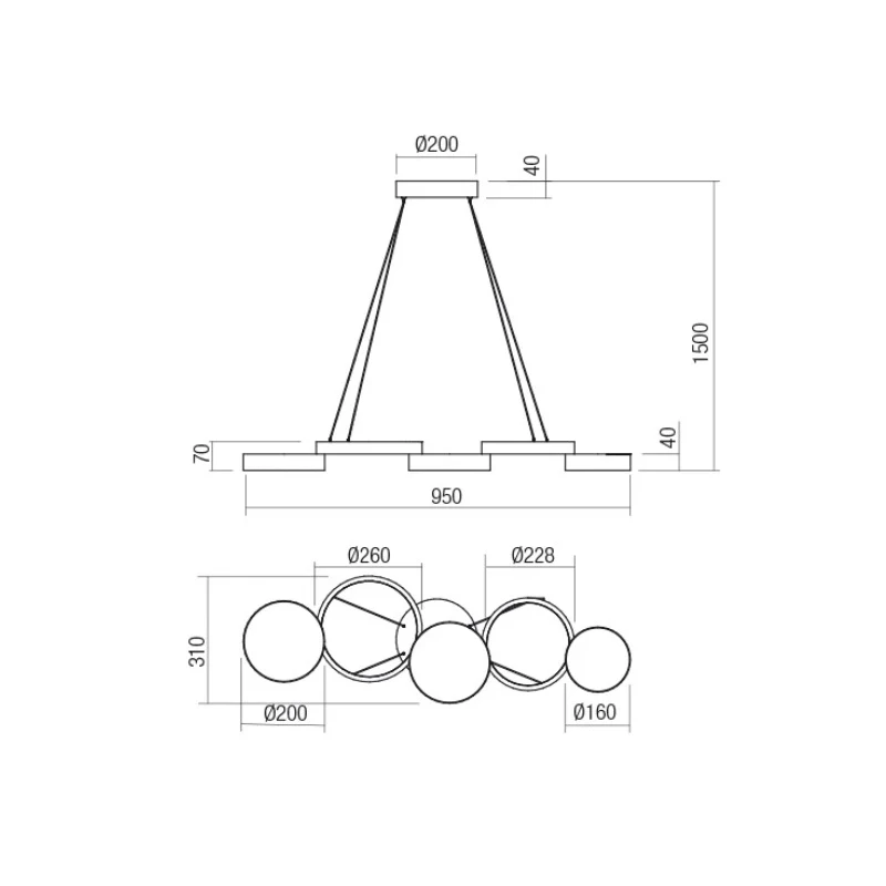 Redo Group - Cronos Lampada a Sospensione - Nero Opaco