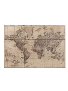 J-Line - Antique Metal World Map - Grey