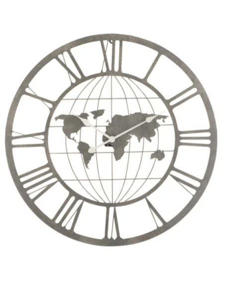 J-Line - Roman Numeral Globe Clock - Grey