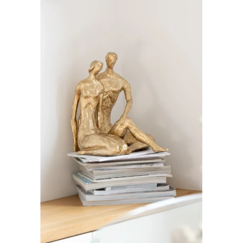 J-Line - Seated Couple Sculpture - Gold