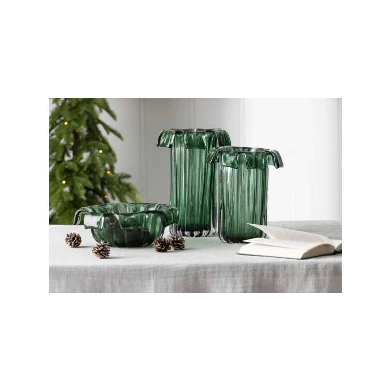 J-Line - Retro Vase - Green Glass