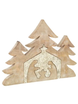J-Line - Nativity Scene Puzzle - Mango Wood / Sequins