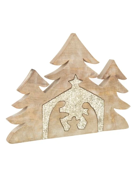 J-Line - Nativity Scene Puzzle - Mango Wood / Sequins