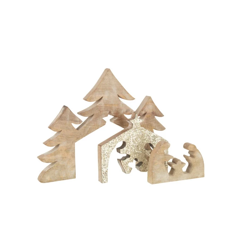 J-Line - Puzzle Presepio - Legno Di Mango / Paillette