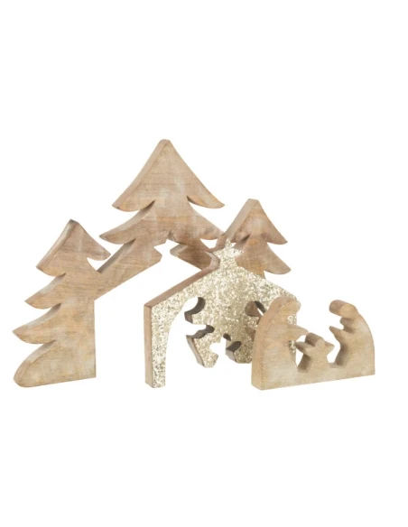 J-Line - Nativity Scene Puzzle - Mango Wood / Sequins