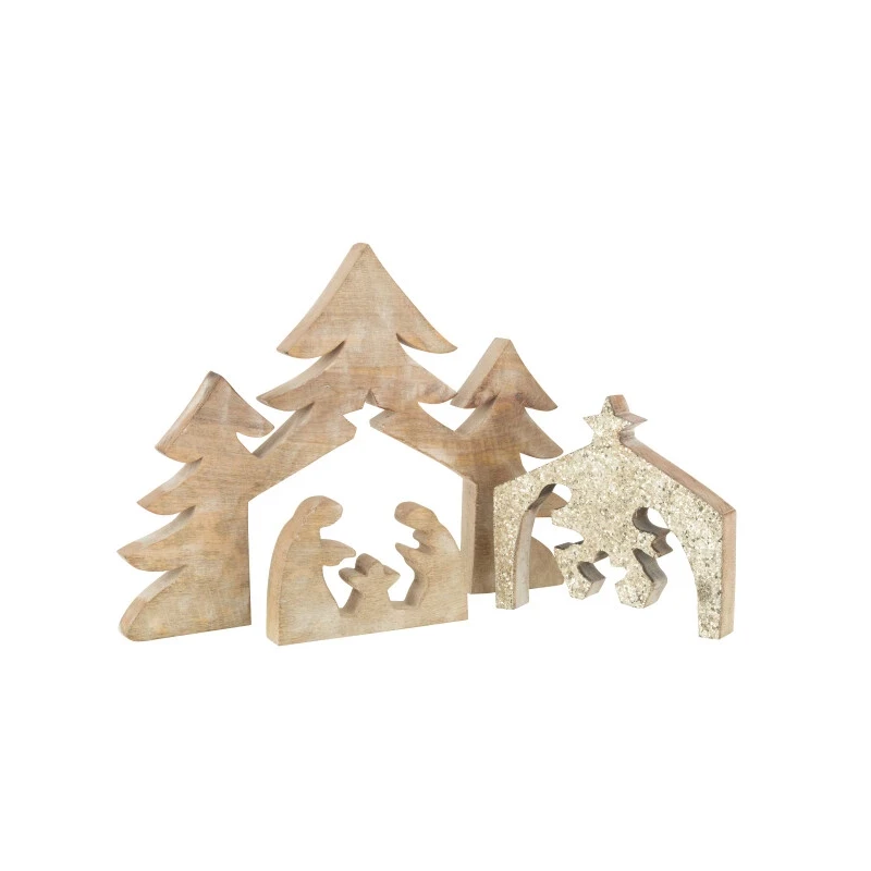 J-Line - Nativity Scene Puzzle - Mango Wood / Sequins