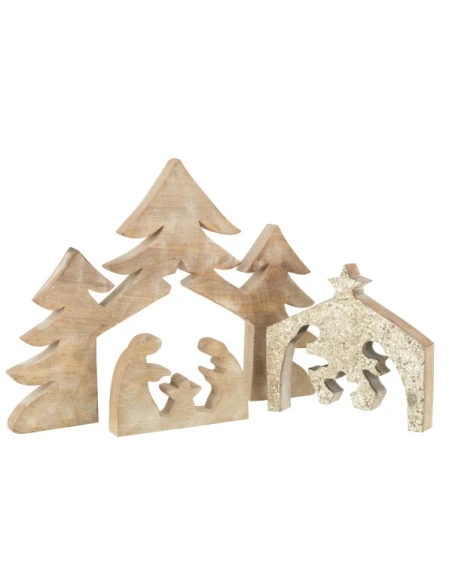 J-Line - Nativity Scene Puzzle - Mango Wood / Sequins