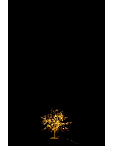 J-Line - Albero Foglie Paillette e Led - Oro