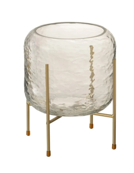 J-Line - Round Vase + Foot - Clear Glass