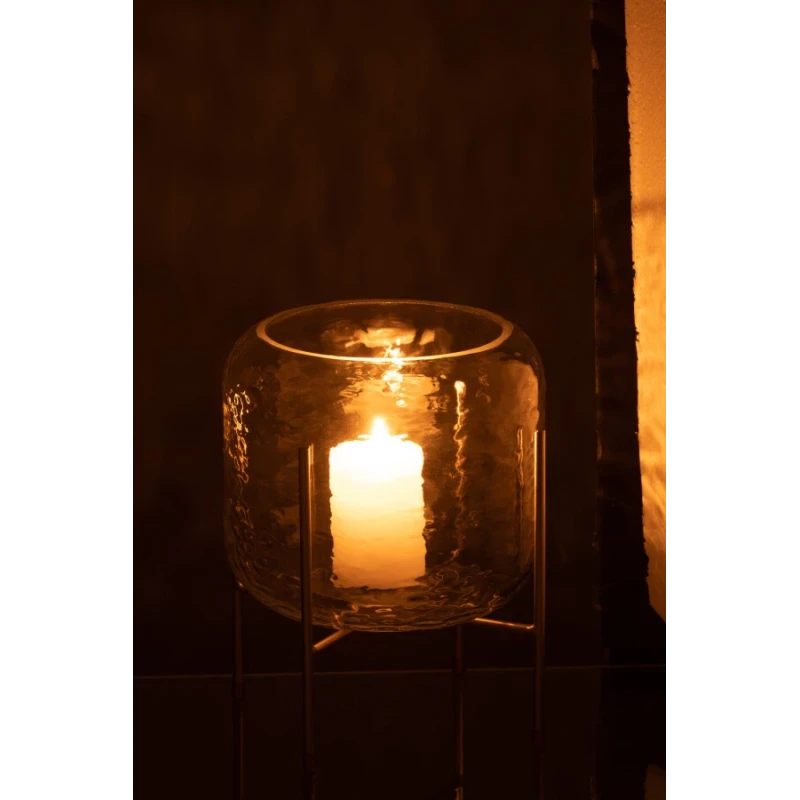 J-Line - Round Vase + Foot - Clear Glass