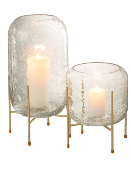 J-Line - Round Vase + Foot - Clear Glass