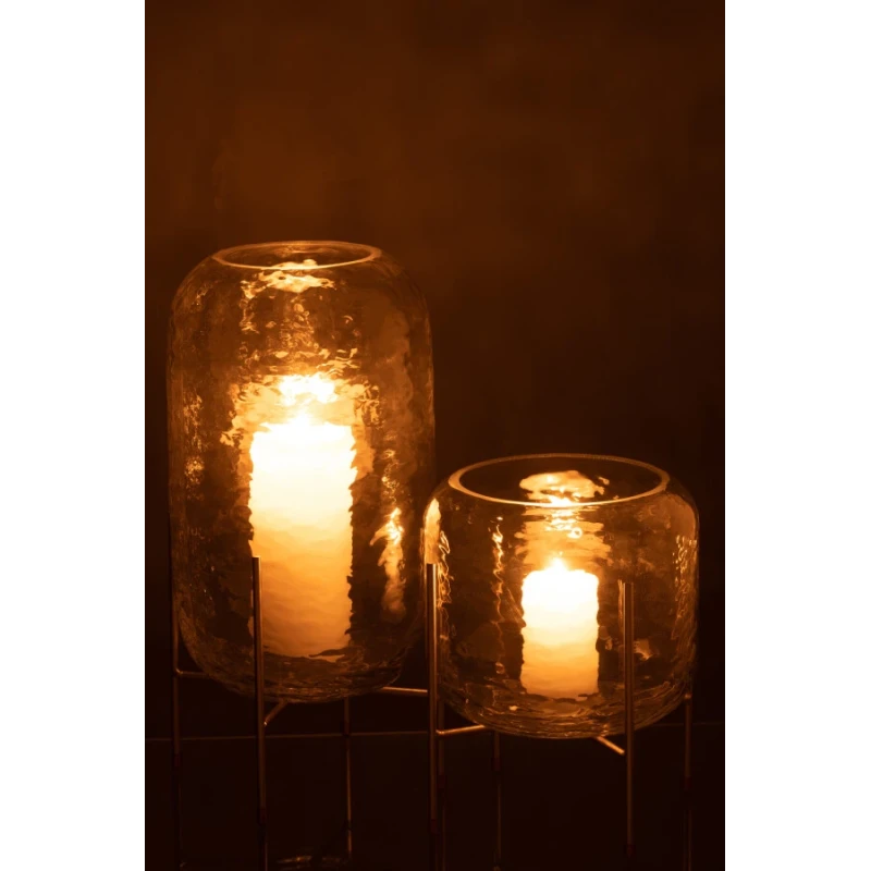 J-Line - Round Vase + Foot - Clear Glass