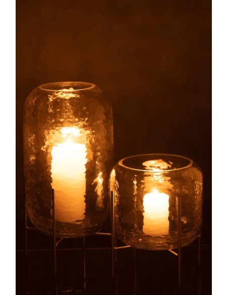 J-Line - Round Vase + Foot - Clear Glass