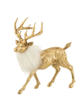J-Line - Reindeer - Gold / White Resin