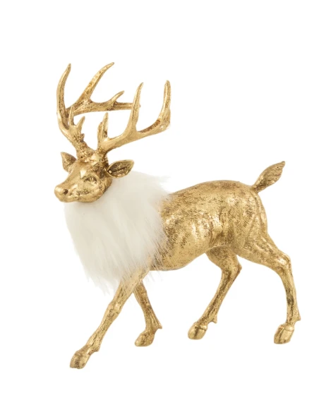 J-Line - Reindeer - Gold / White Resin