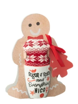 J-Line - Mug + Socks Gift Box - Red Ceramic