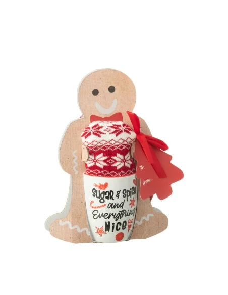 J-Line - Tazza Mug + Calze Scatola Regalo - Ceramica Rosso