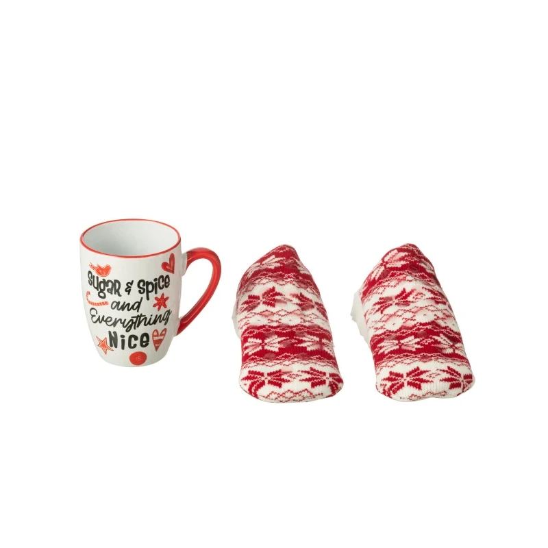 J-Line - Mug + Socks Gift Box - Red Ceramic