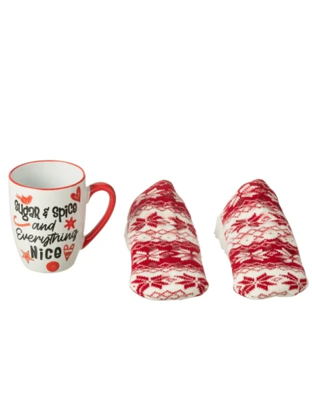 J-Line - Mug + Socks Gift Box - Red Ceramic
