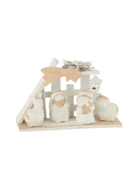 J-Line - Wooden / Poly Nativity Scene - White / Beige