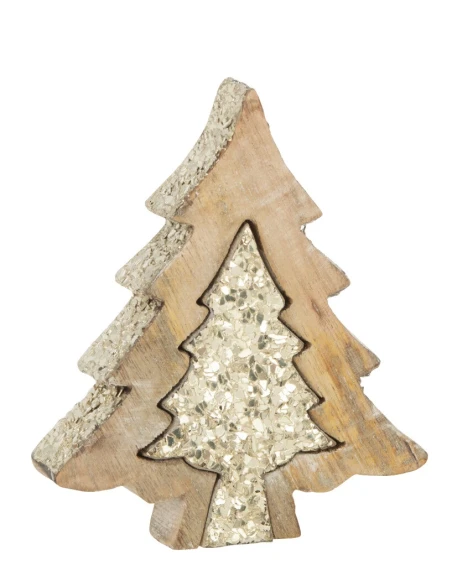 J-Line - Christmas Tree Puzzle - Mango Wood / Sequins