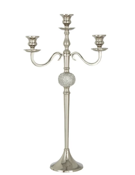 J-Line - Candelabro 3 Braccia Diamante Palla - Argento