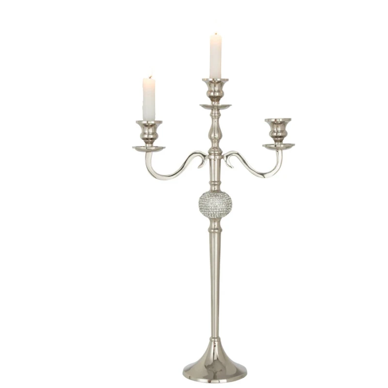 J-Line - Candelabro 3 Braccia Diamante Palla - Argento