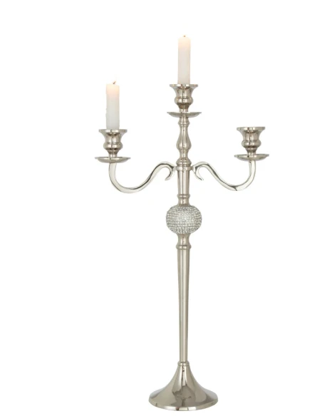 J-Line - Candelabro 3 Braccia Diamante Palla - Argento