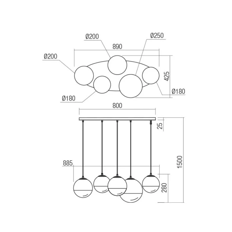Redo Group - Berry Suspension Lamp - Matt Gold/Shaded White