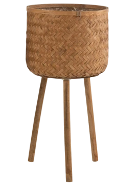 J-Line - 3-Foot Planter - Bamboo / Natural Plastic