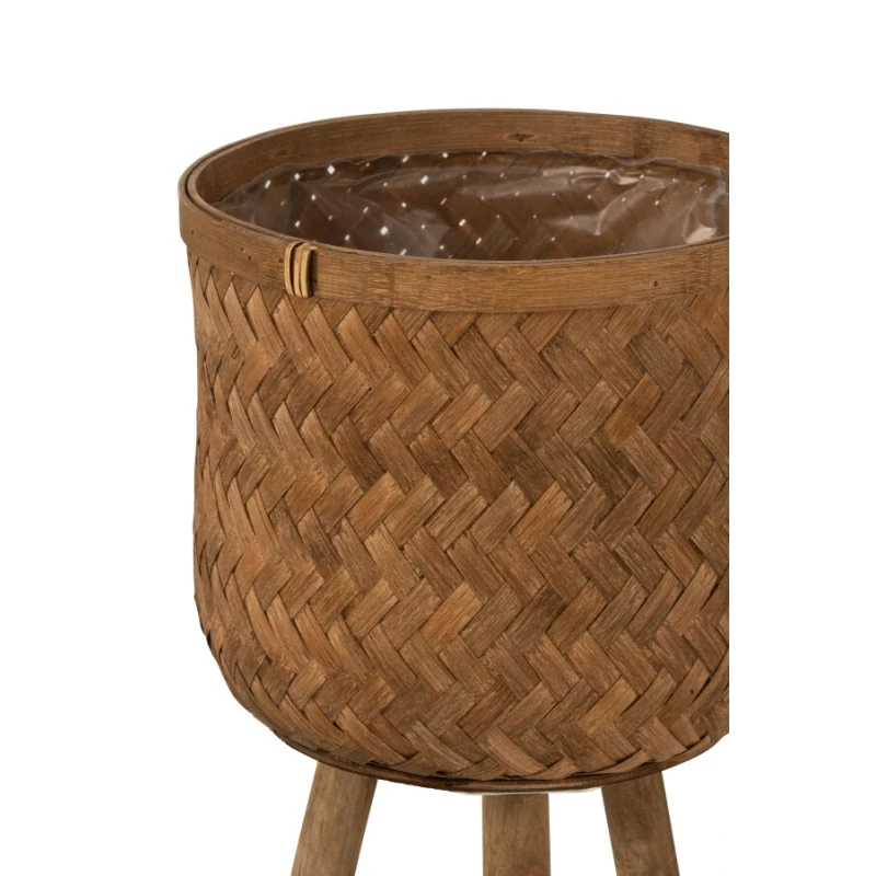 J-Line - Portavasi 3 Piedi - Bambu / Plastica Naturale