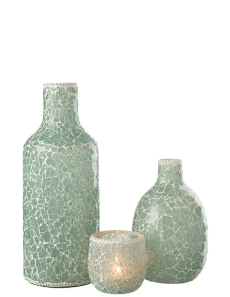 J-Line - Mosaic Vase - Grey / White