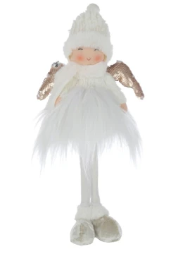 J-Line - Decorazione Angelo con Cappello - Bianco / Oro