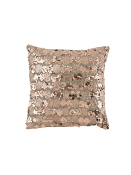 J-Line - Velvet Sequin Cushion - Grey / Pink