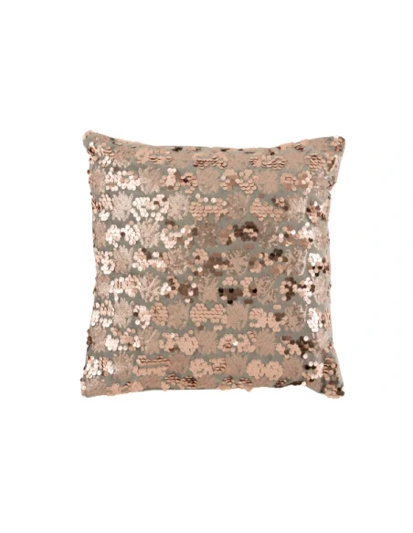 J-Line - Cuscino Paillette Velluto - Grigio / Rosa