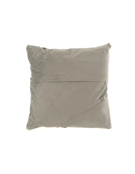 J-Line - Velvet Sequin Cushion - Grey / Pink