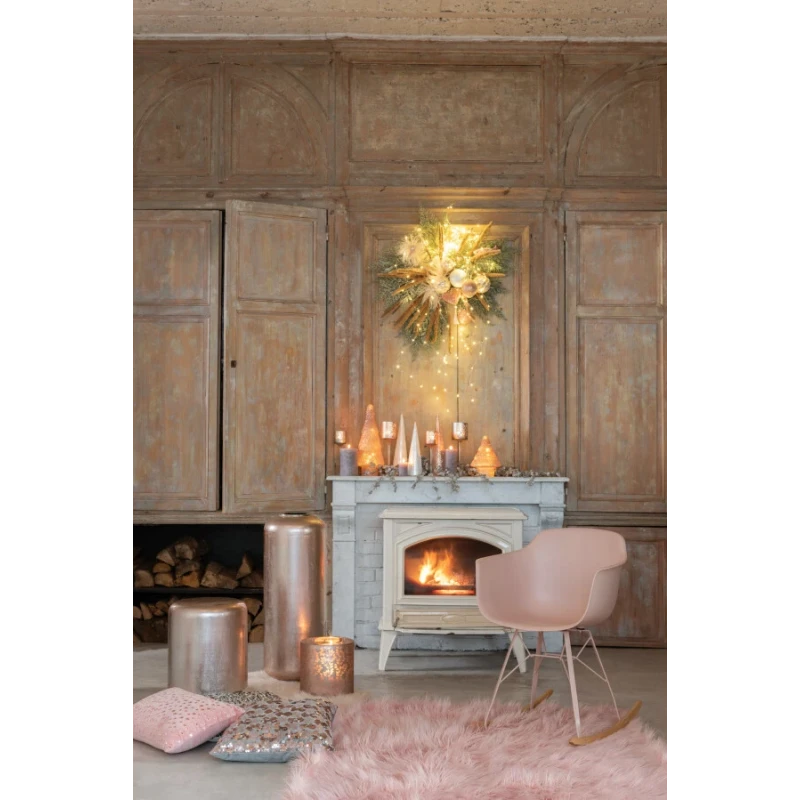 J-Line - Velvet Sequin Cushion - Grey / Pink