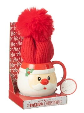 J-Line - Tazza Mug + Berretto Babbo Natale Scatola Regalo - Ceramica Multicolore