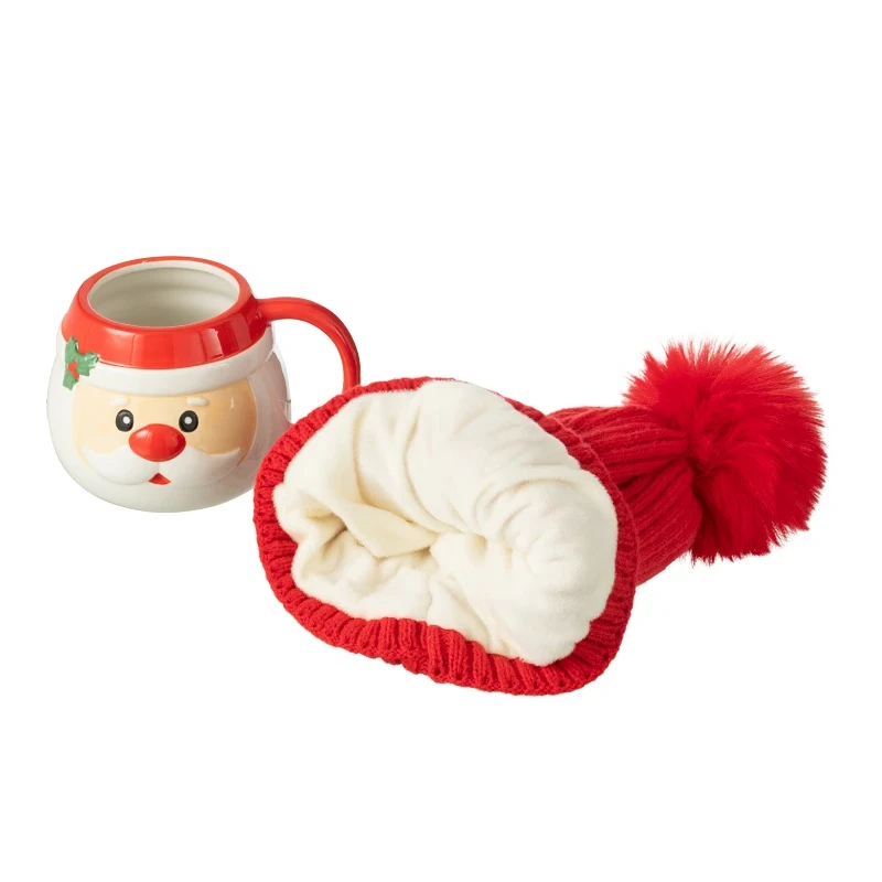 J-Line - Tazza Mug + Berretto Babbo Natale Scatola Regalo - Ceramica Multicolore