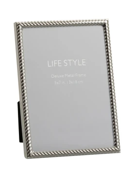 J-Line - Oblique Lines Metal Photo Frame - Silver