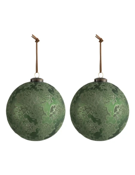 J-Line - Pallina Di Natale Vetro Antico - Verde Vivo