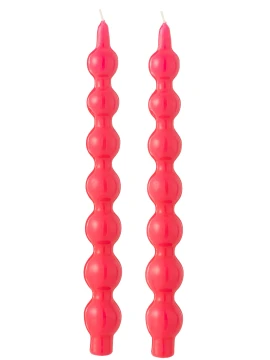 J-Line - Set di 2 Candele Zucca - Fucsia
