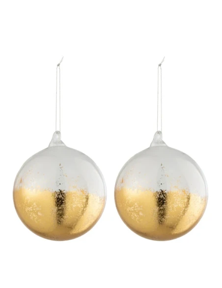 J-Line - Pallina Di Natale Vetro - Trasparente  / Oro Lucido