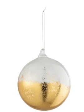 J-Line - Pallina Di Natale Vetro - Trasparente  / Oro Lucido