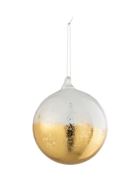 J-Line - Glass Christmas Ball - Transparent / Shiny Gold