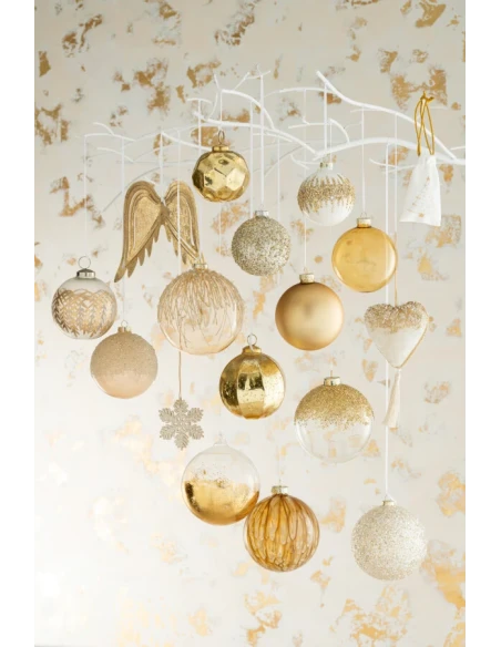 J-Line - Pallina Di Natale Vetro - Trasparente  / Oro Lucido