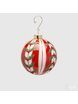 EDG - Striped Christmas Ball - Green / Red