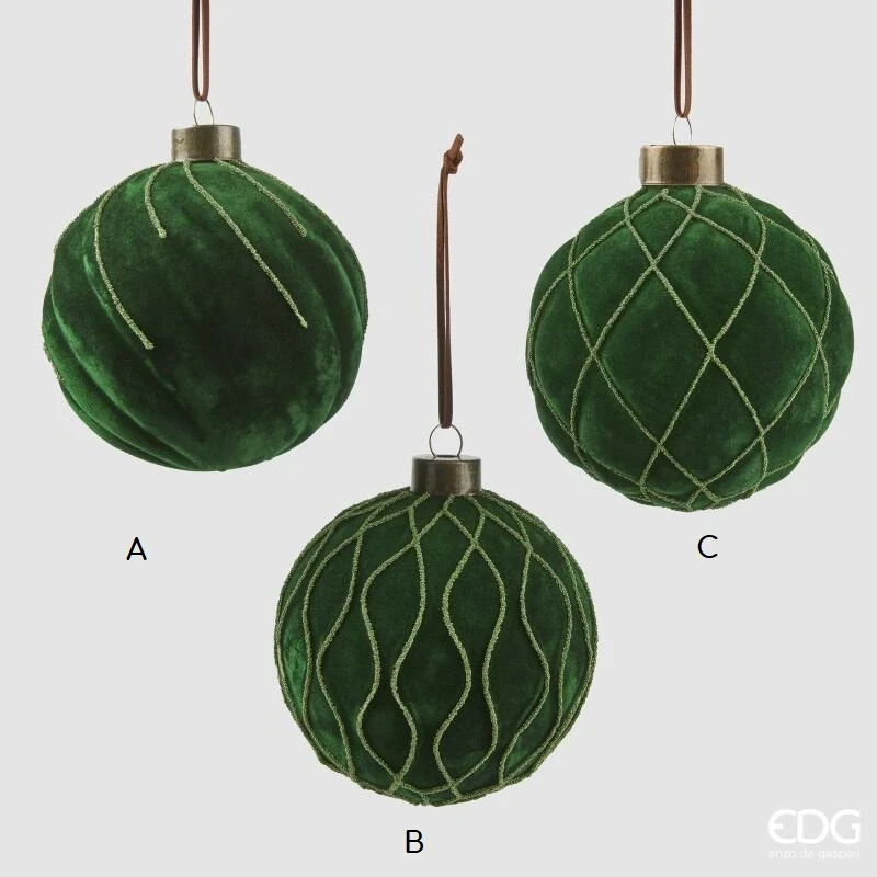 EDG - Pallina di Natale Rotonda Velvet - Verde